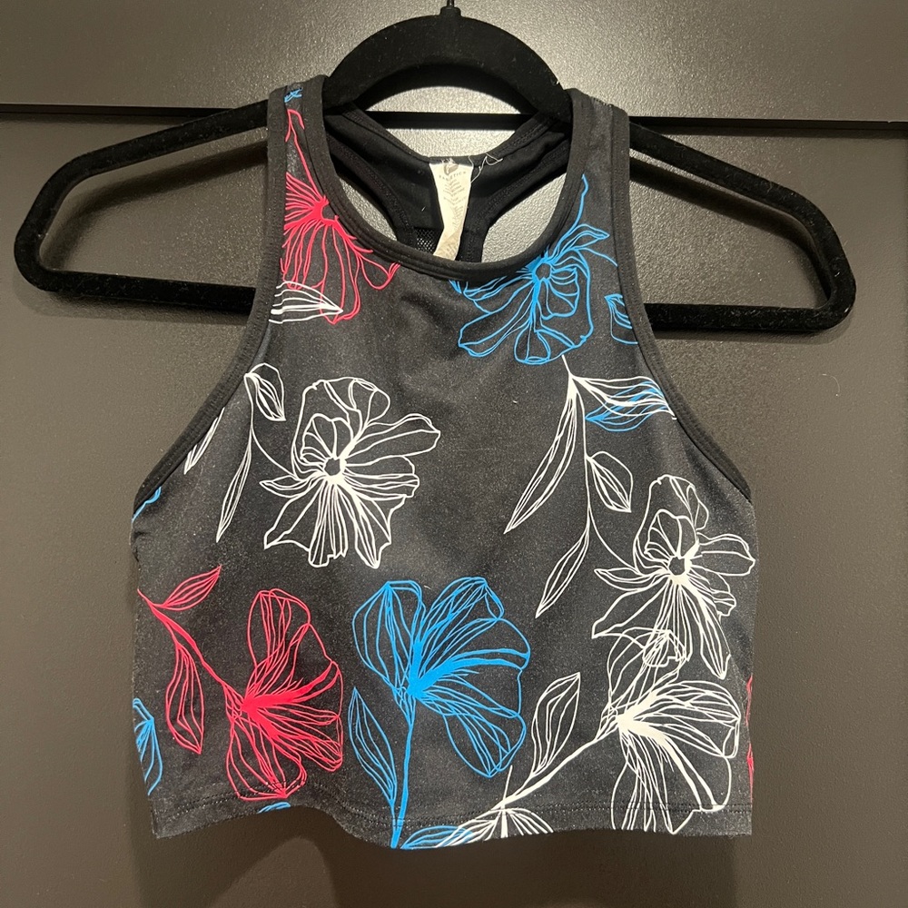 Clara Blueprint Floral Print Midi Sports Bra